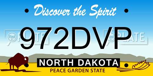 972DVP North Dakota License Plate