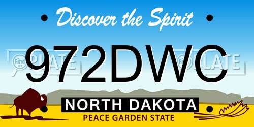 972DWC North Dakota License Plate