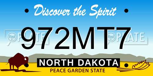 972MT7 North Dakota License Plate