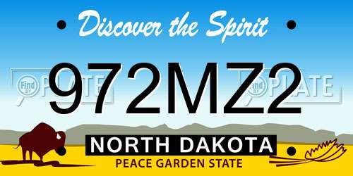 972MZ2 North Dakota License Plate