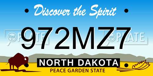 972MZ7 North Dakota License Plate