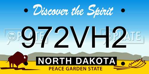 972VH2 North Dakota License Plate