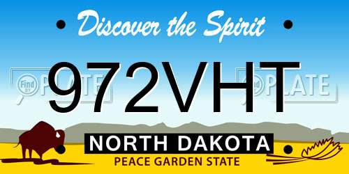 972VHT North Dakota License Plate