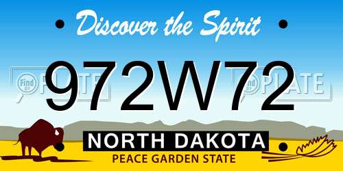 972W72 North Dakota License Plate