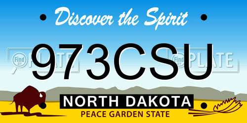 973CSU North Dakota License Plate