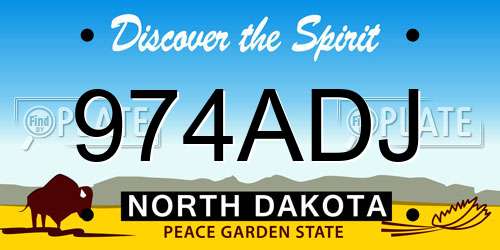 974ADJ North Dakota License Plate