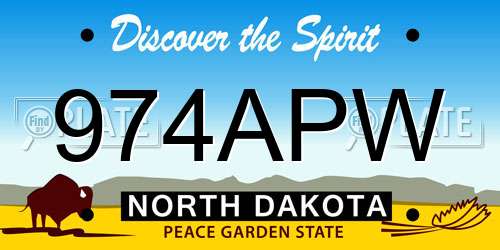 974APW North Dakota License Plate