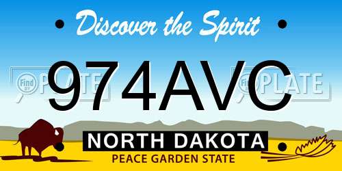 974AVC North Dakota License Plate