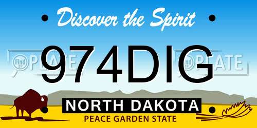 974DIG North Dakota License Plate