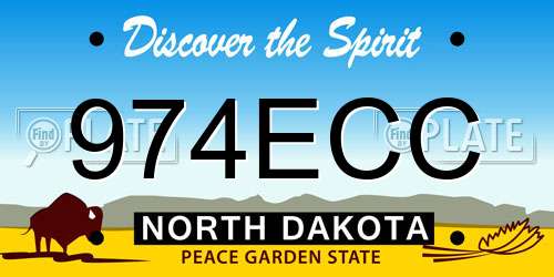 974ECC North Dakota License Plate