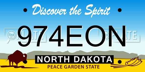 974EON North Dakota License Plate