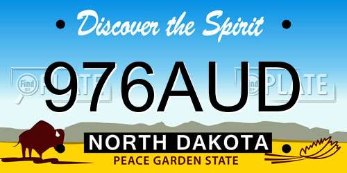 976AUD North Dakota License Plate