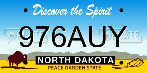 976AUY North Dakota License Plate