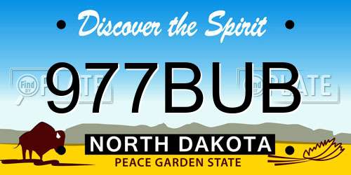977BUB North Dakota License Plate