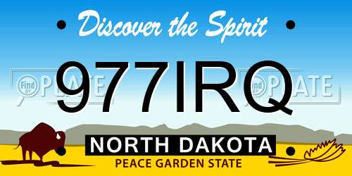977IRQ North Dakota License Plate