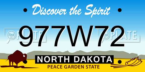 977W72 North Dakota License Plate