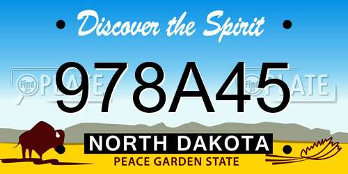 978A45 North Dakota License Plate