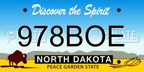 978BOE North Dakota License Plate