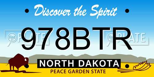 978BTR North Dakota License Plate