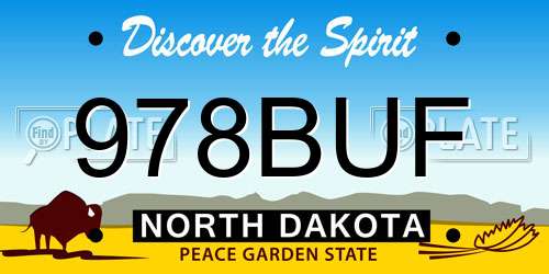 978BUF North Dakota License Plate