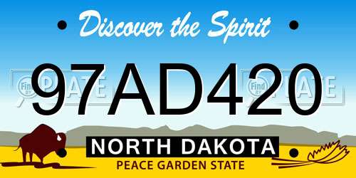 97AD420 North Dakota License Plate