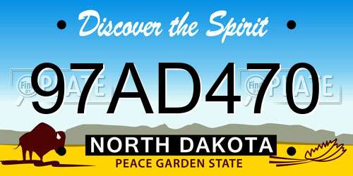 97AD470 North Dakota License Plate
