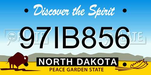 97IB856 North Dakota License Plate