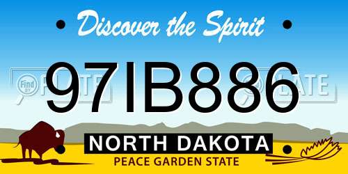 97IB886 North Dakota License Plate