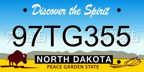 97TG355 North Dakota License Plate