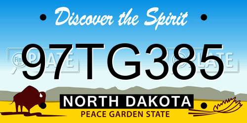 97TG385 North Dakota License Plate