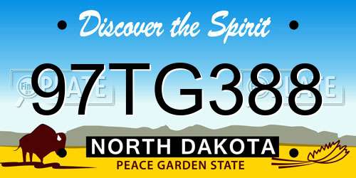 97TG388 North Dakota License Plate