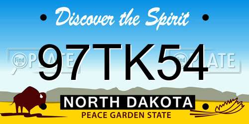 97TK54 North Dakota License Plate