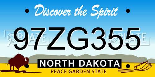 97ZG355 North Dakota License Plate