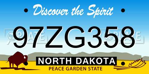 97ZG358 North Dakota License Plate