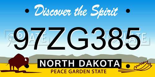 97ZG385 North Dakota License Plate