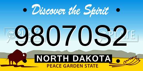 98070S2 North Dakota License Plate