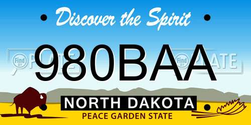 980BAA North Dakota License Plate