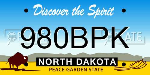 980BPK North Dakota License Plate