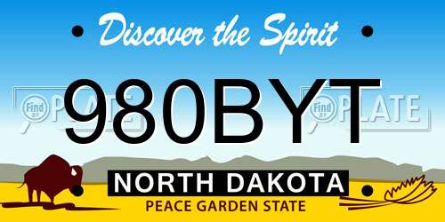 980BYT North Dakota License Plate