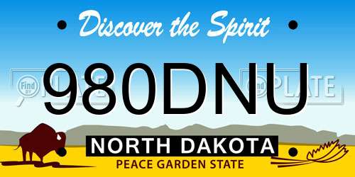 980DNU North Dakota License Plate