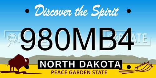 980MB4 North Dakota License Plate