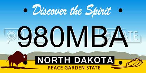 980MBA North Dakota License Plate