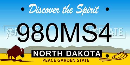 980MS4 North Dakota License Plate