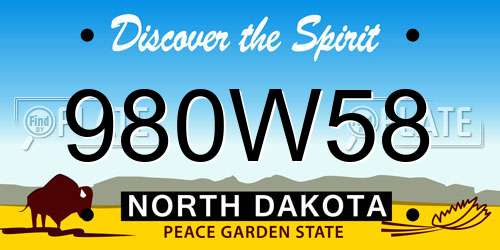 980W58 North Dakota License Plate