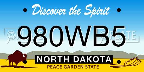 980WB5 North Dakota License Plate