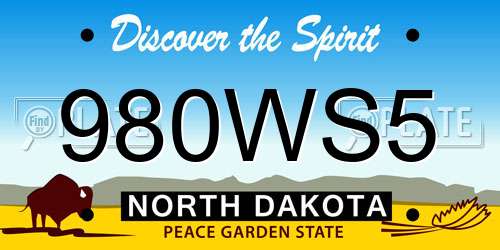980WS5 North Dakota License Plate