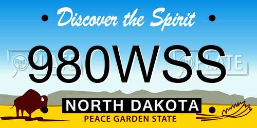 980WSS North Dakota License Plate