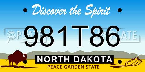981T86 North Dakota License Plate