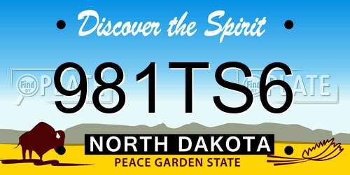981TS6 North Dakota License Plate