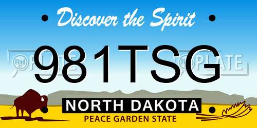 981TSG North Dakota License Plate